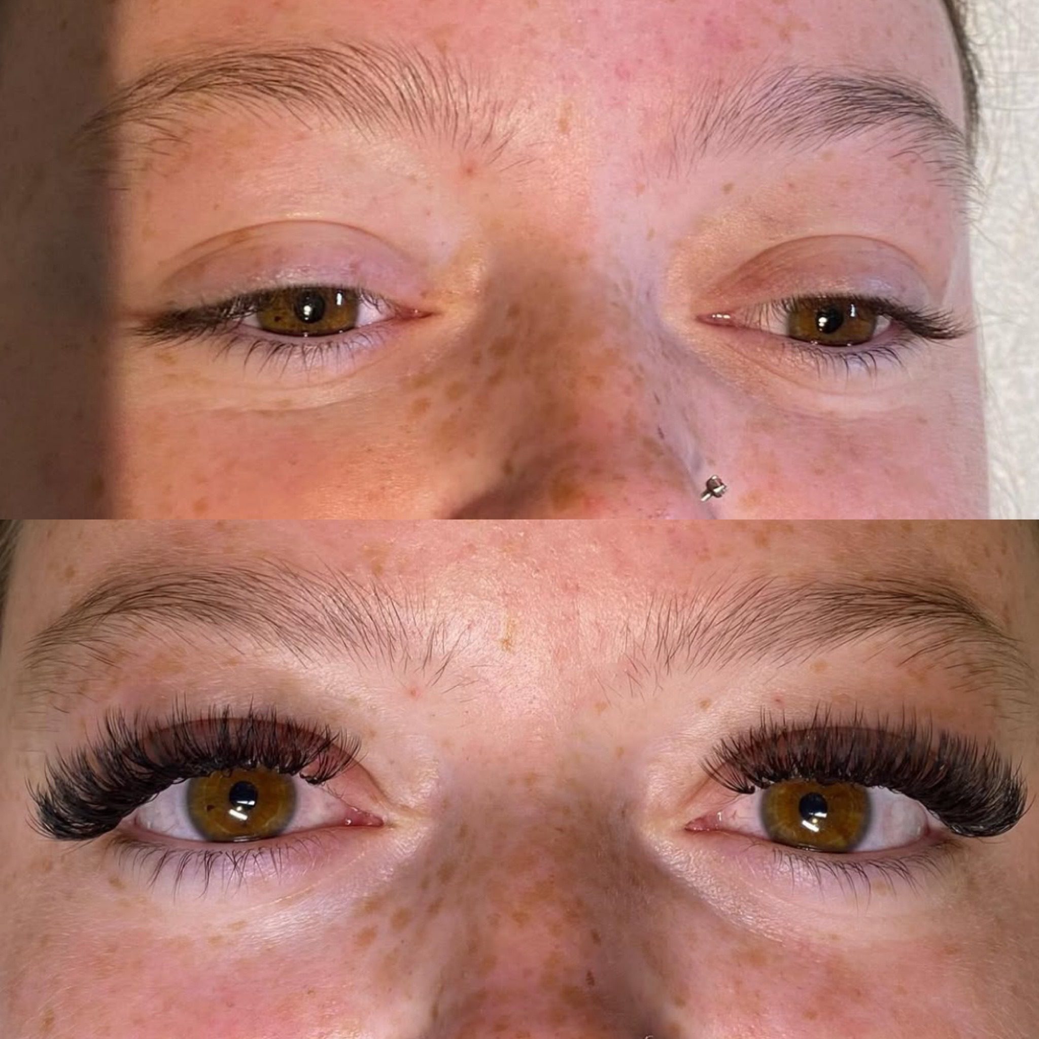 Eyelash extension before and after comparison